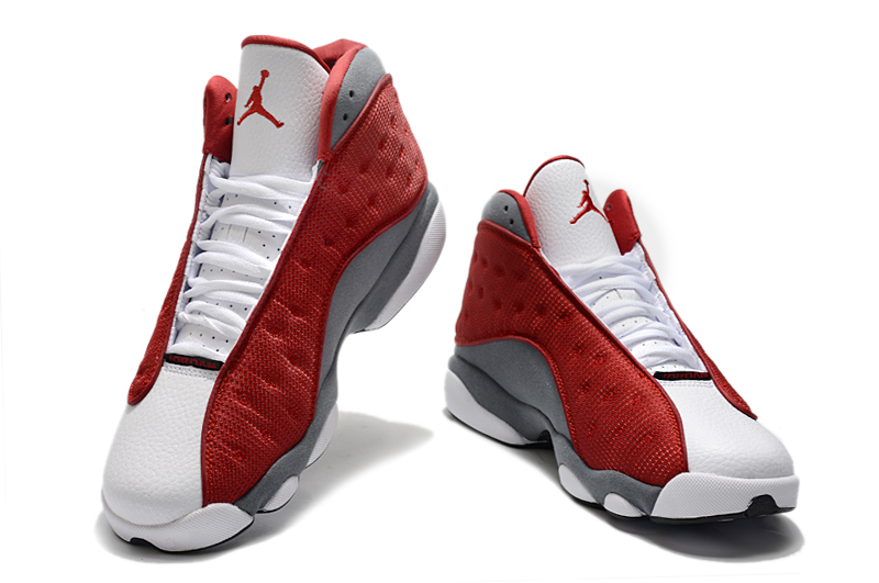 2020 Men Air Jordan 13 Wine Red White Grey Shoes
